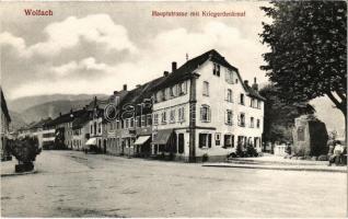 1918 Wolfach, Hauptstrasse mit Kriegerdenkmal / main street, war memorial, shop