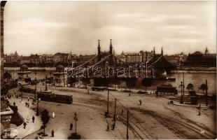 Budapest XI. Ferenc József (Szabadság) híd, villamosok, Szent Gellért tér. Csiky Foto
