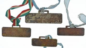 1953-1954. Atlétikai verseny 4xklf ezüstözött bronz díjérem szalagon T:1-,2 ezüstözés lekopott