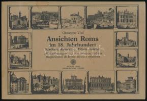 Giuseppe Vasi: Ansichten Roms im 18. Jahrhundert. Kirchen, Konvente, Villen, Gärten. Mit einer Einführung von Fabio Fiorani. / Giuseppe Vasi (1710-1782) olasz építész XVIII. századi Rómát ábrázoló metszeteinek reprodukciói, német nyelvű bevezető szöveggel. Kiadói papírkötés, a borítón néhány kisebb folttal, egyébként jó állapotban.