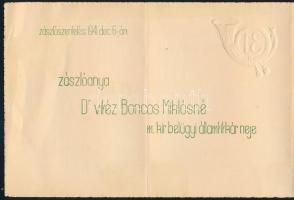 1941 A battonyai járás által adományozott cserkész csapatzászló átadására szóló meghívó. Dombornyomo...