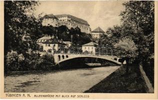 1918 Tübingen, Alleenbrücke mit Blick auf Schloss / bridge, castle