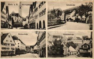 1918 Horb am Neckar, Marktplatz, Schulstraße, Neckarstraße, Wilhelmstraße / market square, street view, shops
