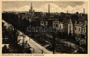 1918 Reutlingen, Planie mit Blick auf Marienkirche / street view, church