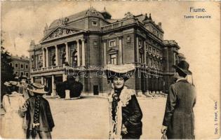 Fiume, Rijeka; Teatro Comunale / színház. Montázs úri társasággal. Dep. J. Einerl / theatre montage