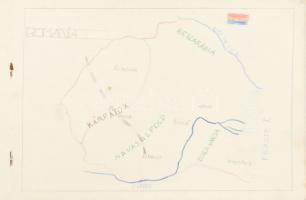 cca 1930-1940 3 db régi iskolai füzet, kettő tartalommal, egy üres. Vegyes állapotban