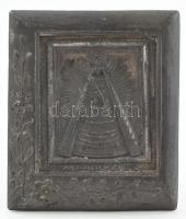 Mariazelli emlék, ón asztali kép, kitámasztható, 8,5x7,5 cm