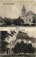 1915 Pálóc, Pavlovce nad Uhom; Római katolikus templom, Gróf Hadik Barkóczy kastély / church, castle + K.U.K. FELDSPITAL NO. (r)