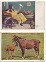 9 db RÉGI művész motívum képeslap / 9 pre-1945 art motive postcards (Wiener Künstler, Wiener Volkskunst, Primus Postkarte)