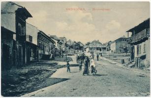 Sadhora, Sadagóra, Sadigura; Herrengasse / street, shop of Paul Feder. W.L. Bp. 1368. 1911-14. Bernh. Zuckers Buchdruckerei und papierhandlung