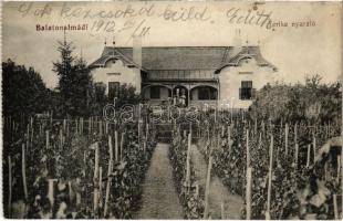 1912 Balatonalmádi, Terike nyaraló, villa, szőlőskert. özv. Pethe Viktorné kiadása 716. (Rb)