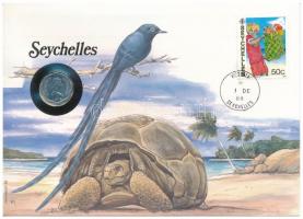 Seychelles-szigetek 1975. 5c felbélyegzett borítékban, bélyegzéssel, német nyelvű leírással T:1  Seychelles 1975. 5 Cents in envelope with stamp and cancellation, with German description C:UNC