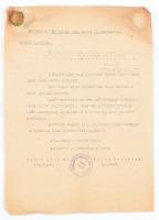 1948 Salgótarjáni és Salgótarjáni Járási Ipartestület gépelt adománykérő levele a Budapesti Gyógyárunagykereskedők és Gyógyszergyártók Ipartestülete elnökségének, rajta az utóbbi ipartestület kitűzőjével, 30x21, kitűző: 2,5x2 cm