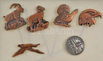 5xklf állatot ábrázoló bronz jelvény + Szerbia DN Subotica (Szabadka) ezüstpatinázott fém jelvény T:1-,2