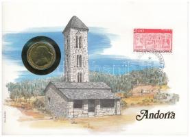 Andorra 1983. 1D felbélyegzett borítékban, bélyegzéssel, német nyelvű leírással T:1  Andorra 1983. 1 Diner in envelope with stamp and cancellation, with German description C:UNC