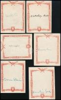 29 darabos aláírásgyűjtemény régi aláírásgyűjtő kártyákon íróktól: Dénes Gizella, Karafiáth, Legény Elemér, Hegedűs István, Erdős Renéé, és sokan mások