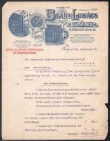 1907 Blau és Lukács cég fejléces levele, német nyelven, szakadt