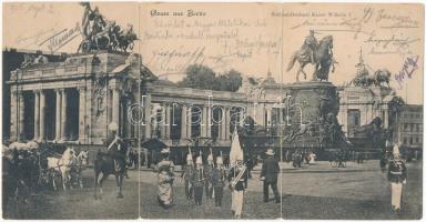 1905 Berlin, National Denkmal Kaiser Wilhem I / monument. 3-tiled folding panoramacard (r)