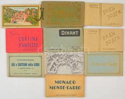 10 db RÉGI külföldi képeslapfüzet, 2 orosz / 10 pre-1945 non-Hungarian postcard booklets, 2 Russian