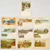 Kb. 100 db RÉGI hosszú címzéses német város képeslap vegyes minőségben, lithokkal / Cca. 100 pre-1910 German town-view postcards in mixed quality, with lithos