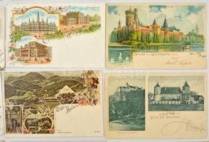Kb. 100 db RÉGI hosszú címzéses osztrák város képeslap vegyes minőségben, lithokkal / Cca. 100 pre-1...