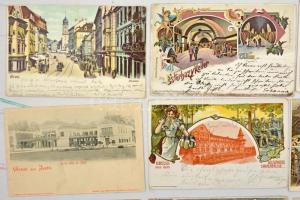 Kb. 100 db RÉGI hosszú címzéses osztrák város képeslap vegyes minőségben, lithokkal / Cca. 100 pre-1...