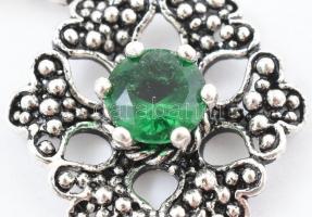 Ezüst (Ag) gyöngyös köves fülbevaló, jelzett, bruttó: 7,92g