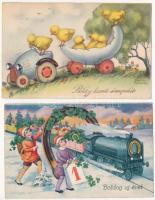 43 db RÉGI üdvözlő motívum képeslap vegyes minőségben / 43 pre-1945 greeting motive postcards in mix...