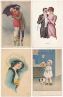 24 db RÉGI művész motívum képeslap vegyes minőségben / 24 pre-1945 art motive postcards in mixed qua...