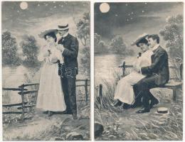 6 db RÉGI romantikus motívum képeslap vegyes minőségben: szerelmes páros sorozat / 6 pre-1908 romant...