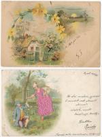 6 db RÉGI litho üdvözlőlap / 6 pre-1945 litho greeting cards