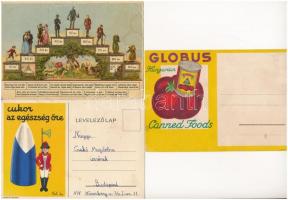 7 db főleg RÉGI magyar reklám képeslap: Dreher, Franck, Moni Cigarettes, Globus, Kispesti Textilgyár...