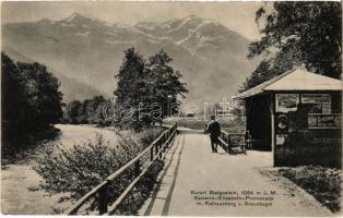 1916 Badgastein, Kaiserin Elisabeth Promenade mit Rathausberg und Kreuzkogel