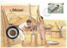 Malawi 1991. 1t felbélyegzett borítékban, bélyegzéssel, német nyelvű tájékoztatóval T:1 Malawi 1991. 1 Tambala in envelope with stamp, cancellation and a prospectus in german C:UNC