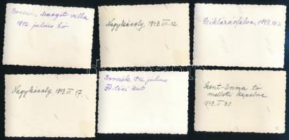 1941-1943 Erdélyi utazások fotói, 20 db, közte Borszék (7 db, Nagykároly (3 db), Gencs (2 db), Tusná...