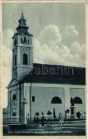 1935 Kistelek, Római katolikus templom és hősök szobra, emlékmű. Zánthó Kálmán kiadása (EK)