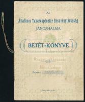 1917-1922 Jánoshalma, Általános Takarékpénztár Rt. betétkönyve