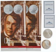 2010. 5000Ft Ag "Kosztolányi Dezső" (2xklf) kapszulában, tanúsítvánnyal, 2db Magyar Pénzve...