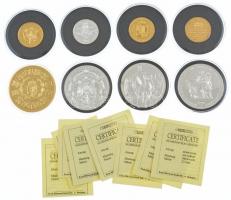 DN "Osztrák-Magyar Monarchia pénzei utánveretben" aranyozott/ezüstözött Cu-Ni (8xklf) mind...