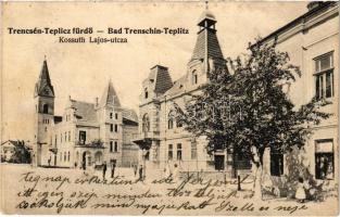 1909 Trencsénteplic, Trencianske Teplice; Kossuth Lajos utca / street view (fl)