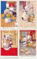 4 db RÉGI Bonzo kutyás képeslap / 4 pre-1945 Bonzo dog postcards (studdy)