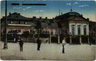 1916 Pozsony, Pressburg, Bratislava; Frigyes főherceg palota, villamos Törley pezsgő reklámmal / royal palace, tram with champagne advertisement (kopott sarkak / worn corners)