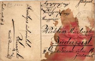 1914 Krampusz repülőgépen / Krampus with aircraft and birch. Emb. + "K.U.K. KRIEGSMARINE SMS RA...