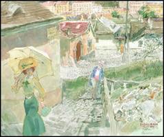 Zórád Ernő (1911-2004) akvarellfestményeiről készült 6 db modern nyomat, 30x25 cm