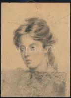 Hölgyportré. XIX.sz. közepe. Ceruza, papír, foltos. 25x19 cm