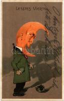 1906 Letztes Viertel / Moon in last quarter, humour. litho (EK)