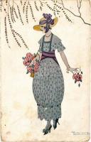 Italian lady art postcard. Serie N. 122. s: Bonova (kopott sarkak / worn corners)