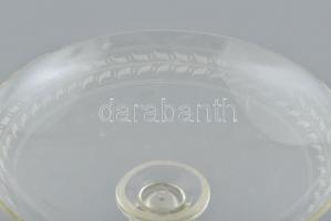 Gyümölcs kínáló. Metszett üveg. d: 22 cm, m: 21 cm hibátlan