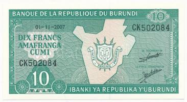 Burundi 2007. 10Fr CK 502084 T:I Burundi 2007. 10 Francs CK 502084 C:UNC Krause P#33e