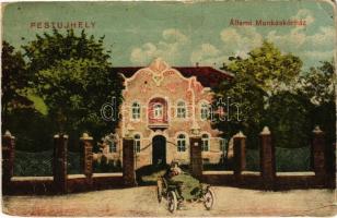 1923 Budapest XV. Pestújhely, Állami Munkáskórház, autó (gyűrődések / creases)